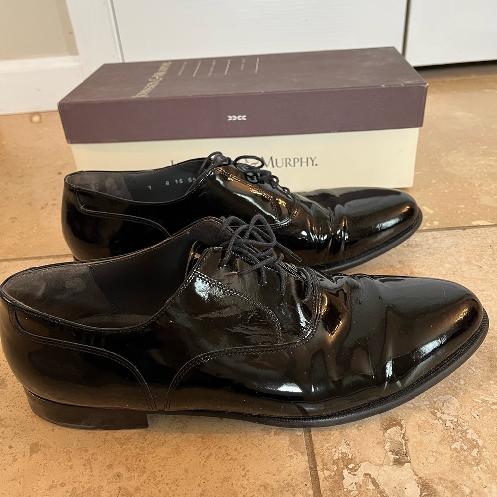 Johnston & Murphy Black Patent Leather Oxford Shoes